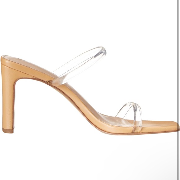 Women's Avery Clear Square Toe Two Strap High Heeled Sandal Size 11 - Picture 2 of 6